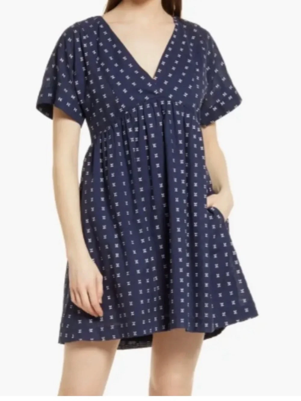 Madewell v-neck Dolman Sleeve Mini Dress Cotton size M